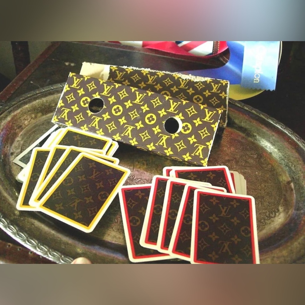 RARE Vintage LOUIS VUITTON Poker Bridge Playing Cards Library Barware Party Bar